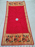 Paithani Dupatta Red - Golden Zari Weaving NB 11 C