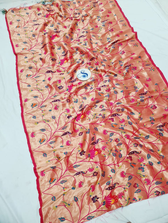 Paithani Fabric - Superior Quality, Soft Golden Zari Fabric- 1 Meter PZF1 C