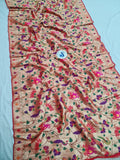 Paithani Blouse Piece- Red Golden Zari fabric- 1 Meter PZF1 K
