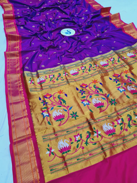 Pure Silk Kadiyal Paithani - Powerloom SLV5 J