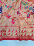 Shrivalli Paithani Dupatta JB5 B - Pink Golden Zari