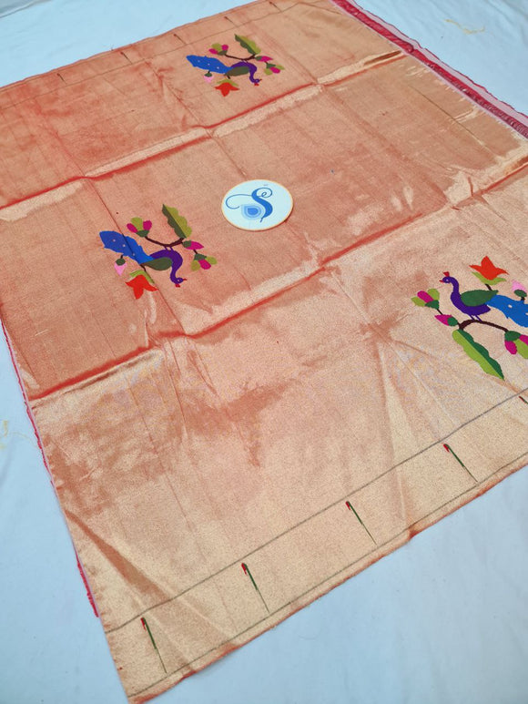 Paithani Blouse Piece - 100 % Natural Silk + zari & Handmade PPB1 I