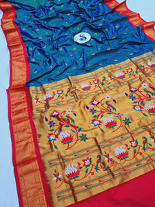 Pure Silk Kadiyal Paithani - Powerloom SLV5 O