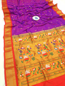 Pure Silk Kadiyal Paithani - Powerloom SLV5 K