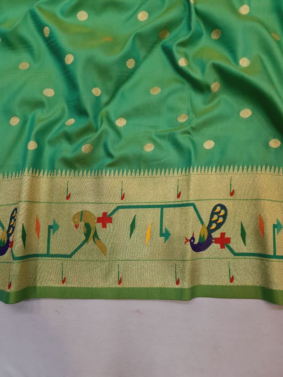 Mor Popat Semi Paithani Saree- NB14 F – Shankari Paithani