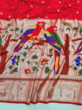 Parrot Big Border Semi Paithani Saree- MB5 B Soft