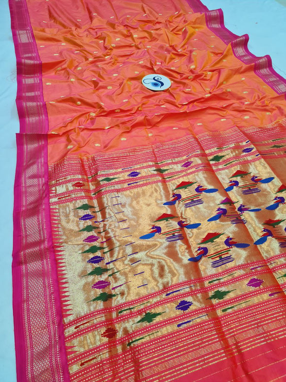 Double Pallu Paithani - 100 % Pure Silk Handloom Saree DPP1 A75