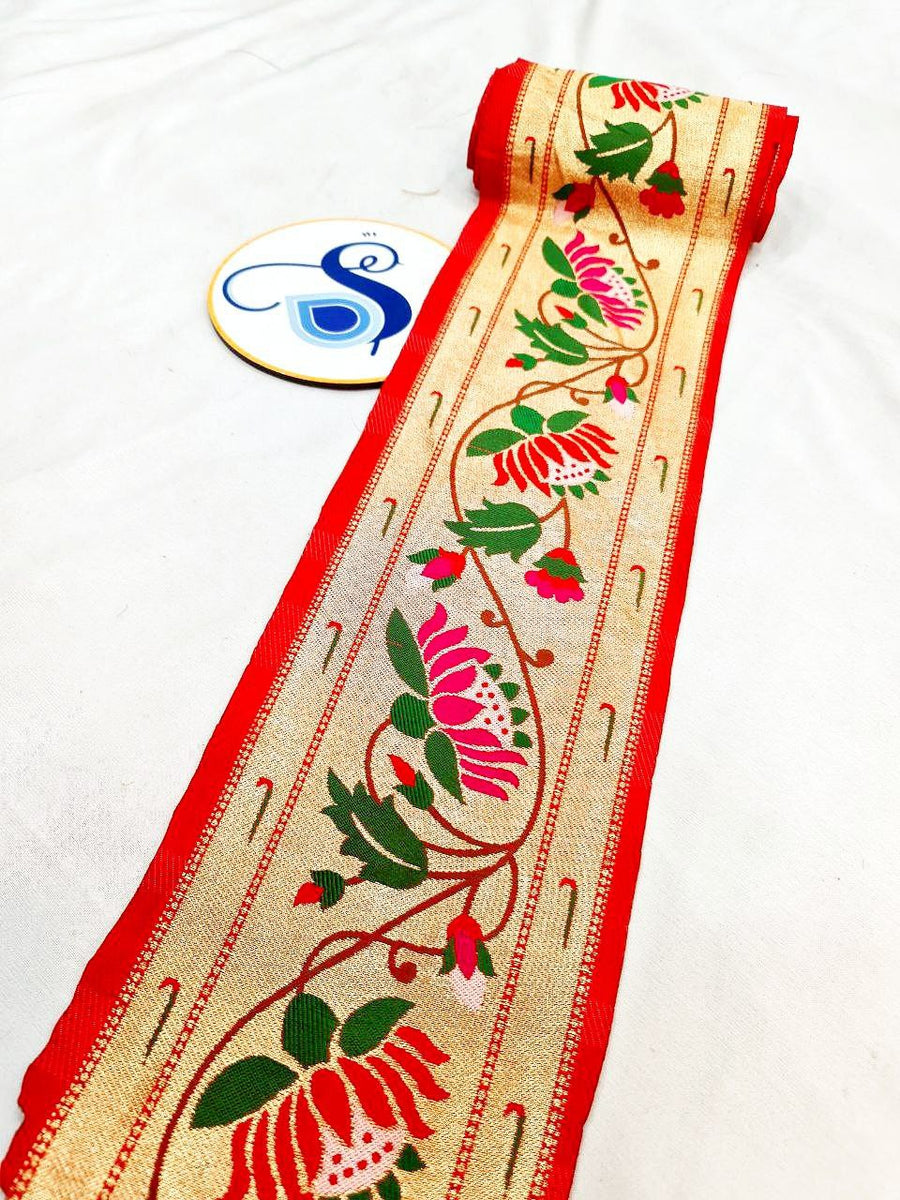 Paithani Lotus Border SPB1 J - 9 meters – Shankari Paithani