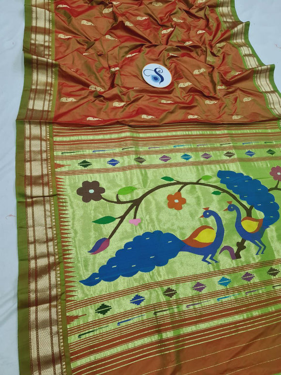 Fancy pallu Paithani Chop Border- 100% Pure Silk & Handmade