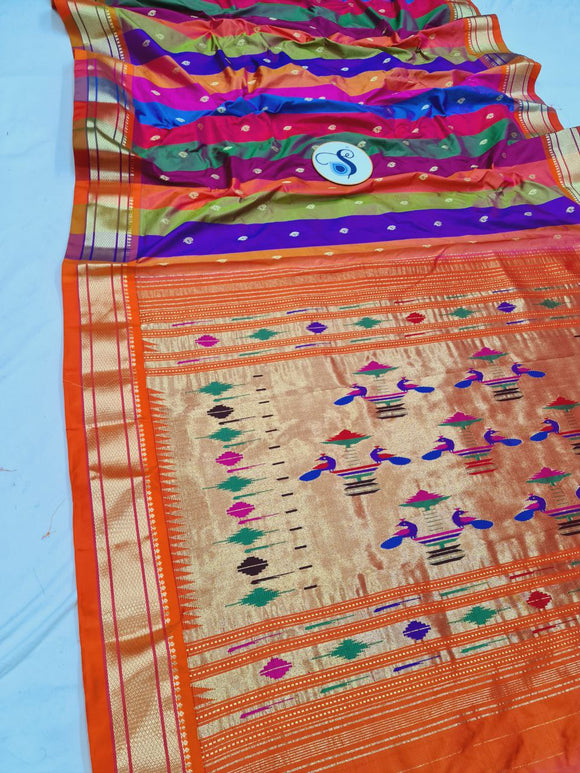 Rainbow Paithani Chop Border- 100% Pure Silk & Handloom