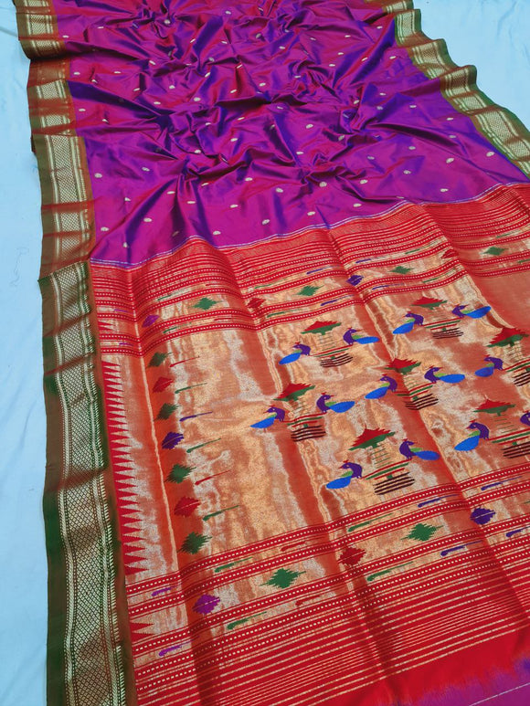 Double Pallu Paithani - 100 % Pure Silk Handloom Saree DPP1 A107