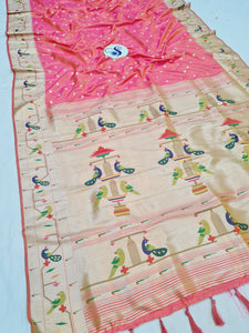 Mor Popat Semi Paithani Saree- NB14 T