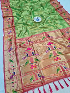 Mor Popat Tissue Paithani Saree- VV3 C