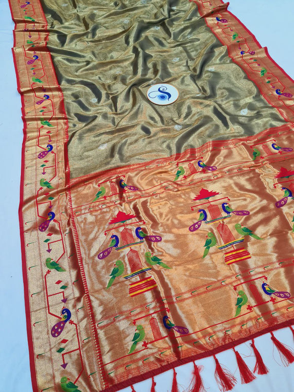 Mor Popat Tissue Paithani Saree- VV3 F