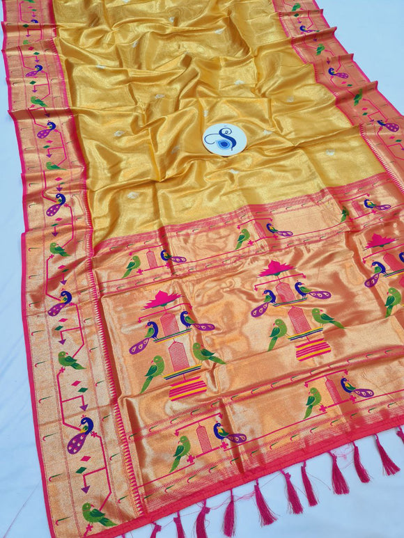 Mor Popat Tissue Paithani Saree- VV3 H