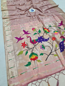 Madhu Tissue Lining Single Muniya Paithani Saree- MK14 C