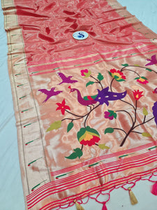 Madhu Tissue Lining Single Muniya Paithani Saree- MK14 J