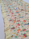 Paithani Blouse Piece- White Golden Zari fabric- 1 Meter PZF1 T