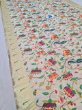 Paithani Blouse Piece- White Golden Zari fabric- 1 Meter PZF1 T