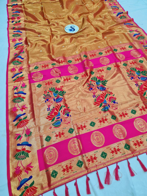 Lotus Border Tissue Paithani Saree- VV4 A
