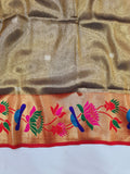 Lotus Border Tissue Paithani Saree- VV4 B