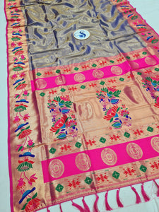 Lotus Border Tissue Paithani Saree- VV4 C