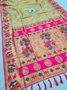 Lotus Border Tissue Paithani Saree- VV4 D