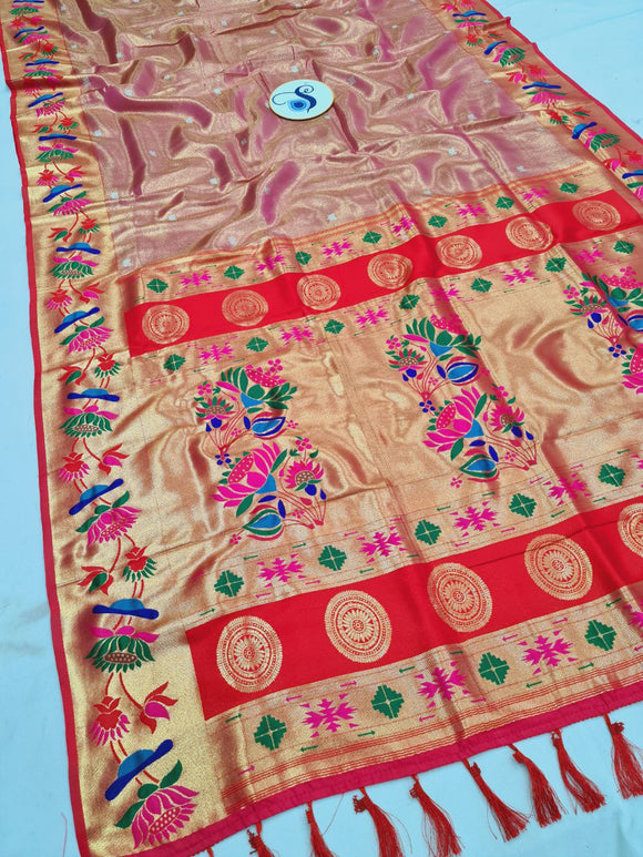 Lotus Border Tissue Paithani Saree- VV4 E
