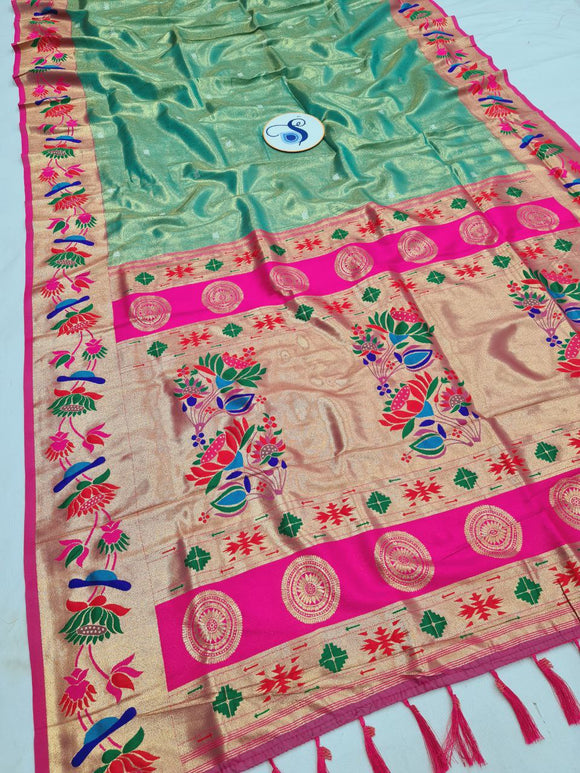 Lotus Border Tissue Paithani Saree- VV4 F