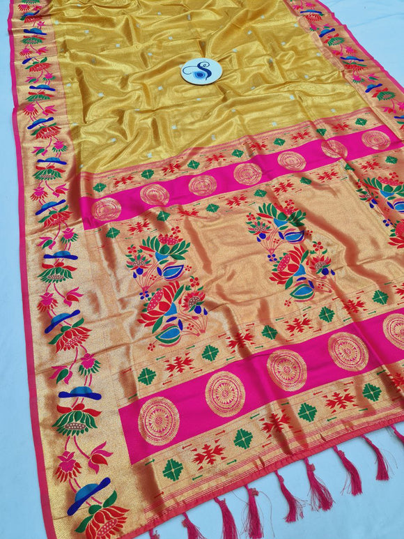 Lotus Border Tissue Paithani Saree- VV4 G