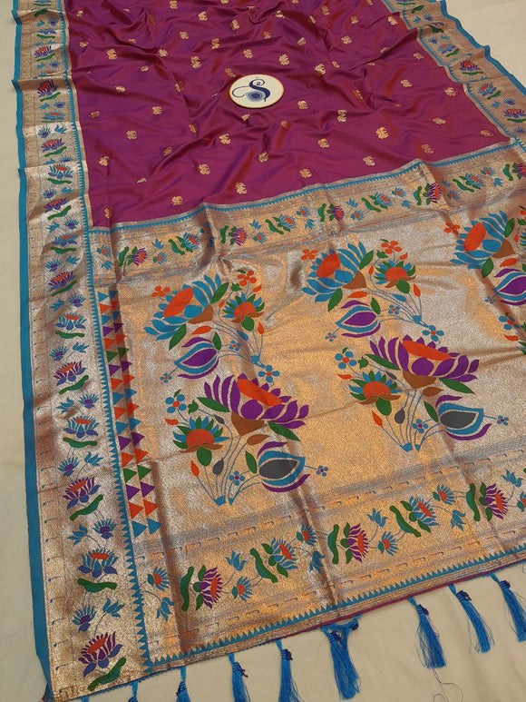 Lotus Border Paithani Saree- VV5 F