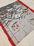 Paithani Blouse Piece - Silver Zari -1 Meter PZF1 A6