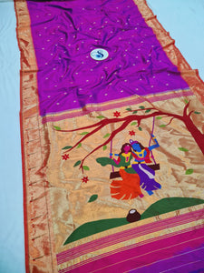 Radha Krishna Single Muniya Paithani - 100 % Pure Silk & Handwoensaree