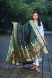 Shankari Paithani Dupatta - Green & Golden Zari Weaving NB24  E