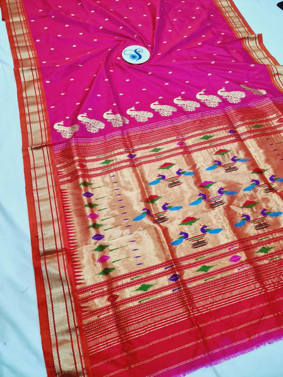 Double Pallu Paithani - 100 % Pure Silk Handloom Saree DPP1 A5