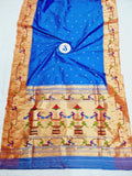 Pure Mor Popat Brocket Paithani Sarees With Blouse Piece - 100 % Natural Silk & Handmade saree