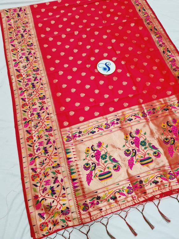 Brocket Big Border -Semi Paithani Saree- Soft