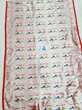 Silver Colour Paithani Blouse Piece- Red Silver Zari fabric- 1 Meter PF1 B