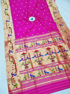 Popat Brocket Pure Paithani Saree - 100 % Pure Silk & Handmade saree