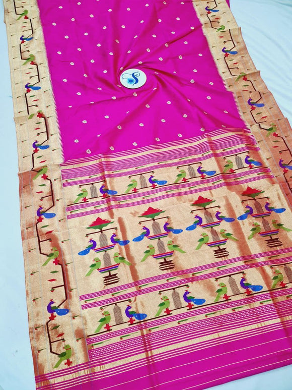 Popat Brocket Pure Paithani Saree - 100 % Pure Silk & Handmade saree