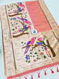 Parrot Big Border Semi Paithani Saree- MB5 H Soft