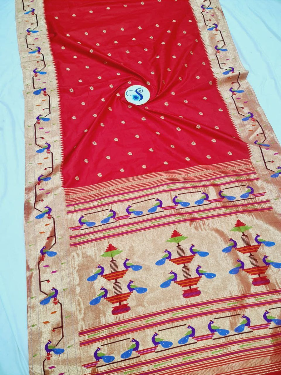 Mor Popat Brocket Pure Paithani Saree - 100 % Pure Silk & Handmade sar ...