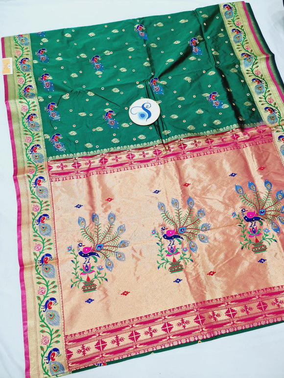 Embroidery Pallu Semi Paithani Saree- PC9 C