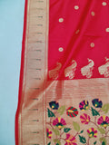 Shankari Paithani Dupatta - Red & Golden Zari Weaving NB24  A