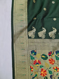 Shankari Paithani Dupatta - Green & Golden Zari Weaving NB24  E