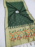 Shankari Paithani Dupatta - Green & Golden Zari Weaving NB24  E