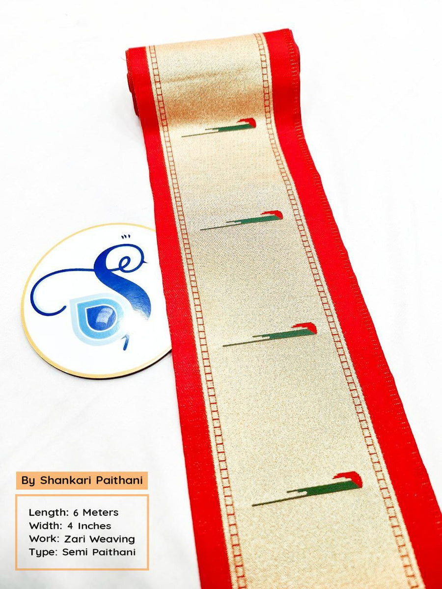 Paithani Border Single Muniya SPB1 A - 6 meters – Shankari Paithani
