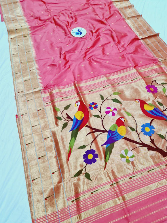Triple Muniya Paithani - 100 % Pure Silk & Handmade saree