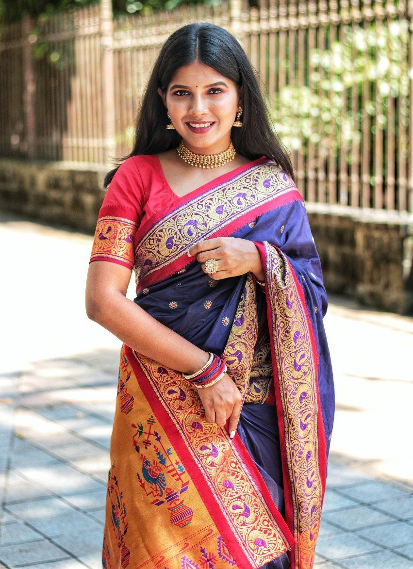 Chandrapriya Semi Paithani Saree CH5 D – Shankari Paithani