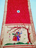 Single Muniya radha krishna Pallu Paithani - 100 % Pure Silk & Handwoensaree